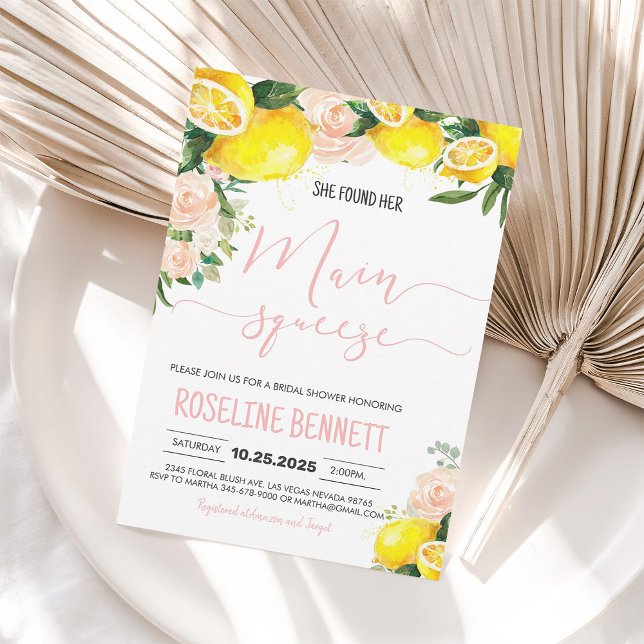 Main Squeeze Citrus Bridal Shower Invitation (Creator Uploaded)