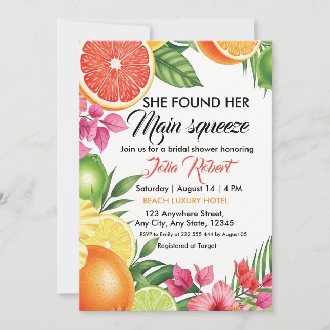 Main Squeeze Citrus Bridal Shower Invite Flyer (Front)