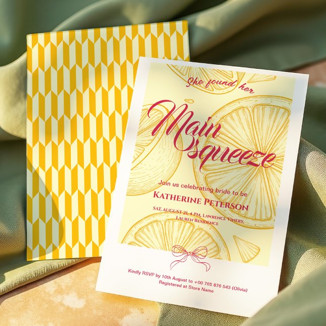 Main Squeeze Citrus Bridal Shower Lemon Bright Invitation (Creator Uploaded)