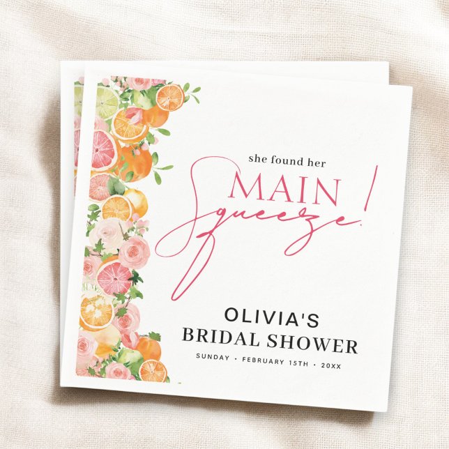 Main Squeeze Citrus Bridal Shower Napkin (Creator Uploaded)