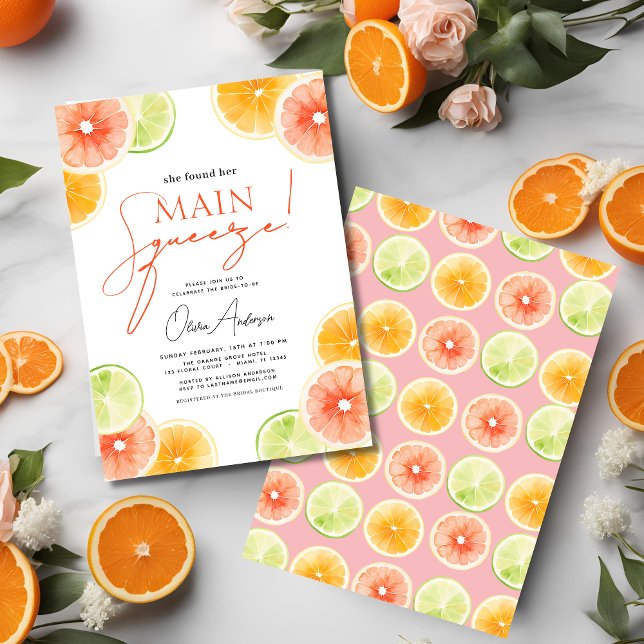 Main Squeeze Citrus Bridal Shower Orange Invitation (Creator Uploaded)