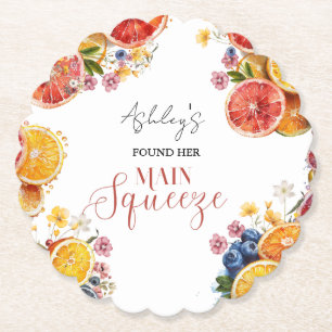 Main Squeeze Citrus Bridal Shower Paper Coaster