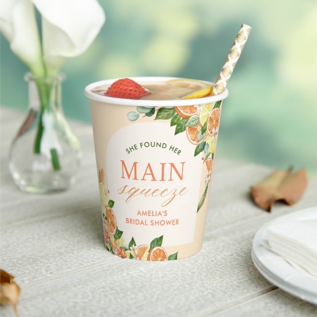 Main Squeeze Citrus Bridal Shower Paper Cups (Insitu)