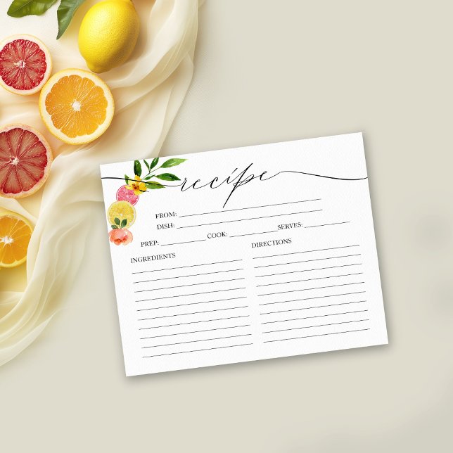 Main Squeeze Citrus Bridal Shower Recipe Cards (Creator Uploaded)