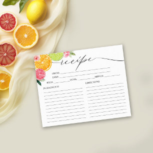Main Squeeze Citrus Bridal Shower Recipe Cards