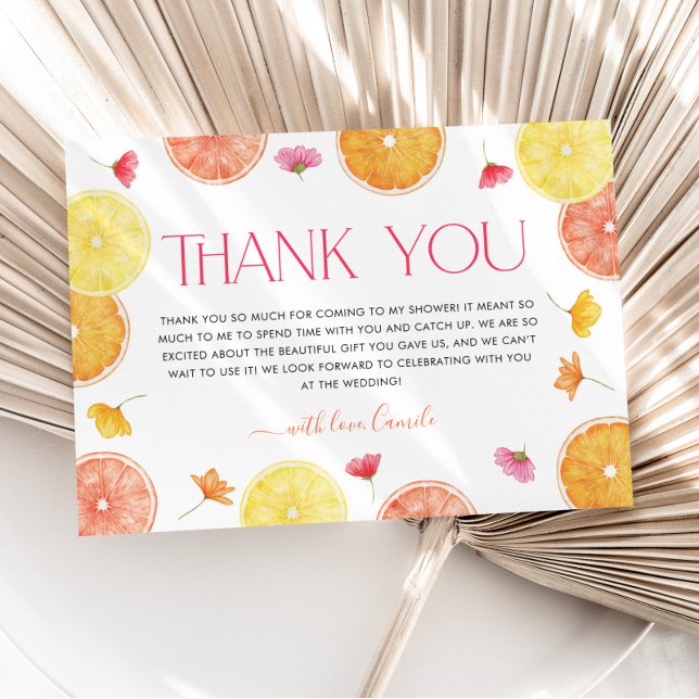 Main Squeeze Citrus Bridal Shower Thank You Card (Citrus Bridal Shower Thank You Card | Matching items available. )