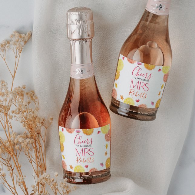 Main Squeeze Citrus Bridal Shower Thank You Card Sparkling Wine Label (Citrus Bridal Shower Mini Wine Labels | Matching items available.)