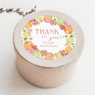Main Squeeze Citrus Bridal Shower Thank You Classic Round Sticker