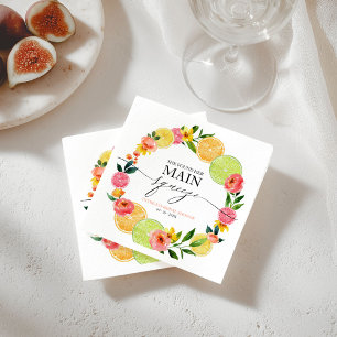 Main Squeeze Citrus Floral Bridal Shower Napkin