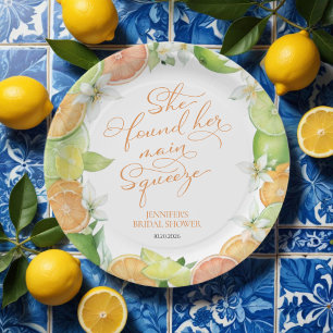 Main Squeeze Citrus Floral Bridal Shower Paper Plate
