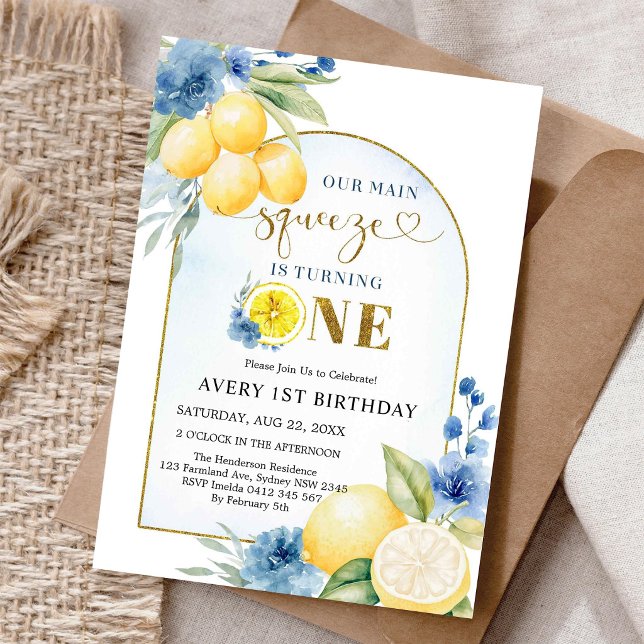 Main Squeeze Citrus Lemon Birthday Invitation (Creator Uploaded)