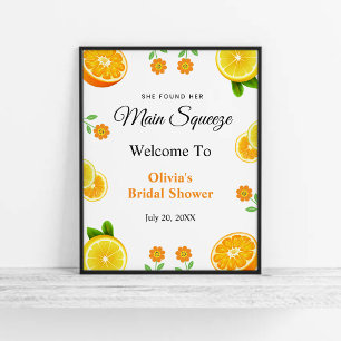 Main Squeeze Citrus Lemon Bridal Shower Welcome  Poster