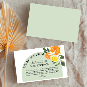 Main Squeeze Citrus Lemon Greenery Bridal Shower Thank You Card