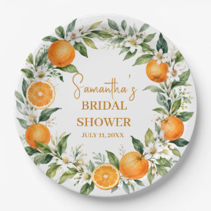 Main Squeeze Citrus Orange Bridal Shower Paper Plate