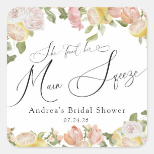 Main Squeeze Citrus Pink Floral Square Sticker