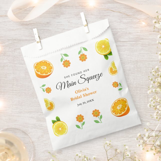 Main Squeeze Citrus Summer Lemon Bridal Shower  Favour Bag (Clipped)