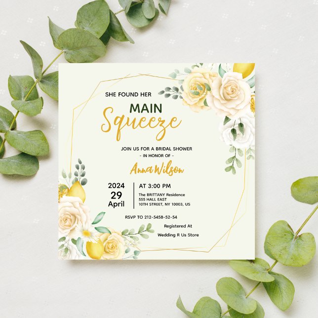 Main Squeeze Elegant Bridal Shower Invitation (Creator Uploaded)