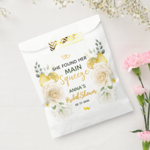 Main Squeeze Elegant Lemon Floral Bridal Shower Favour Bag
