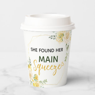 Main Squeeze Elegant Lemon Floral Bridal Shower  Paper Cups