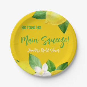 Main Squeeze Elegant Lemon Yellow Citrus Shower Paper Plate