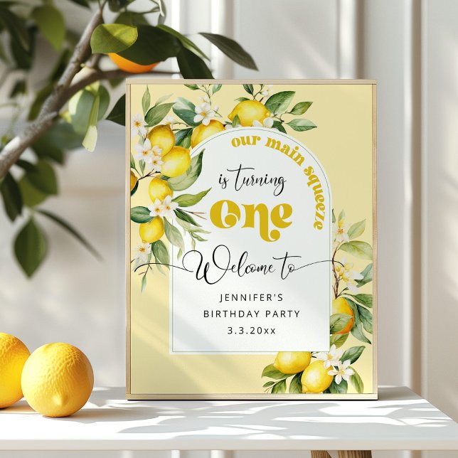 Main squeeze lemon 1st birthday party welcome poster (Creator Uploaded)