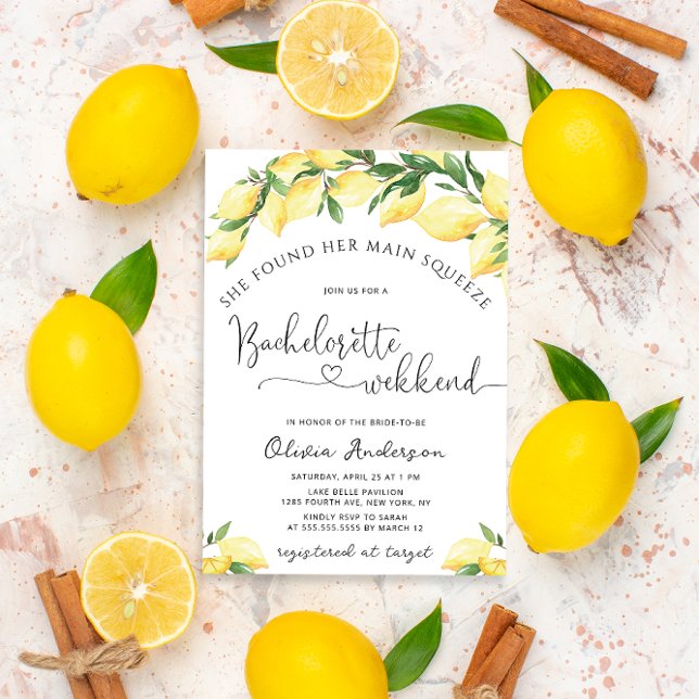 Main Squeeze Lemon Bachelorette Weekend invitation (Creator Uploaded)
