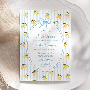 Main Squeeze Lemon Blue Bow Italian Bridal Shower Invitation