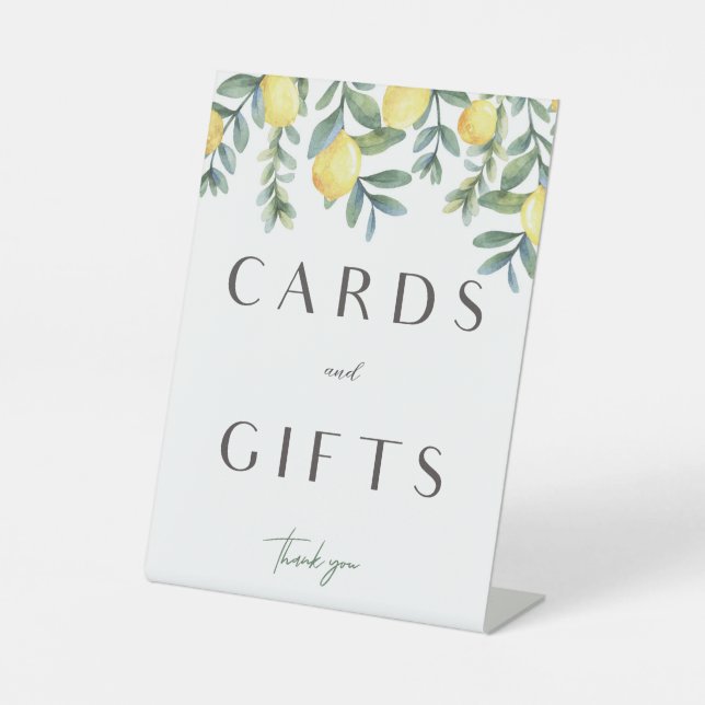 Main Squeeze Lemon Bridal Shower Cards & Gifts  Pe Pedestal Sign (Front)