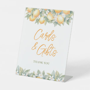 Main Squeeze Lemon Bridal Shower Cards & Gifts Pedestal Sign