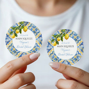 Main Squeeze Lemon Bridal Shower Favour Classic Round Sticker