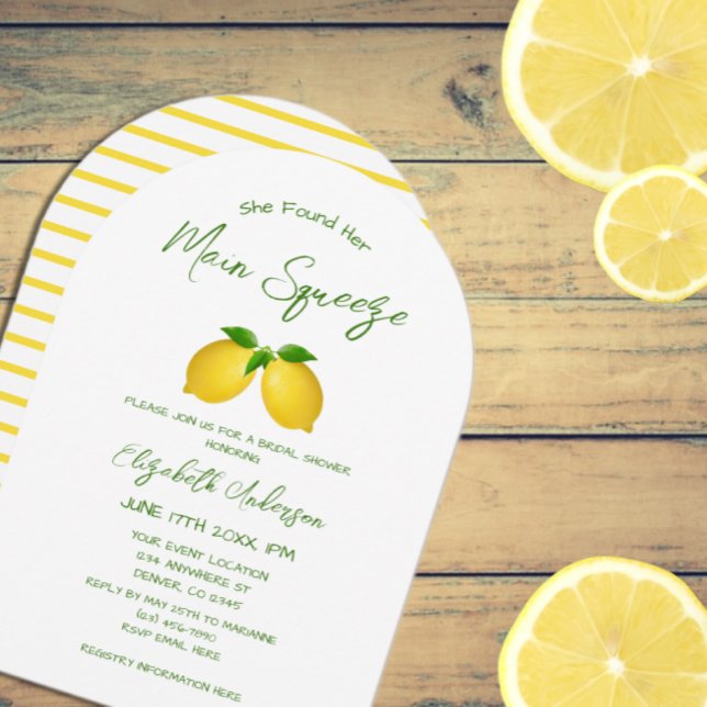 Main Squeeze Lemon Bridal Shower Invitation (Creator Uploaded)