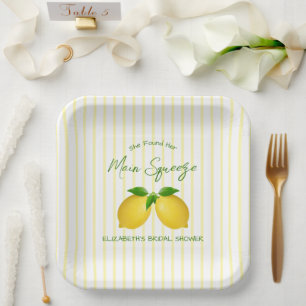 Main Squeeze Lemon Bridal Shower Paper Plate