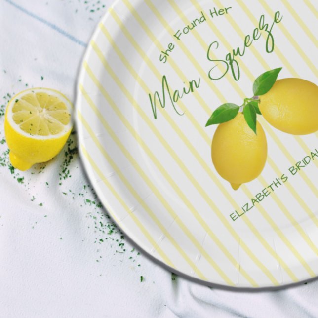 Main Squeeze Lemon Bridal Shower Paper Plate (Creator Uploaded)