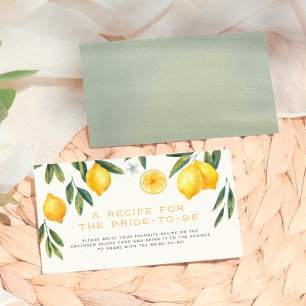 Main Squeeze Lemon Bridal Shower Recipe Enclosure Card