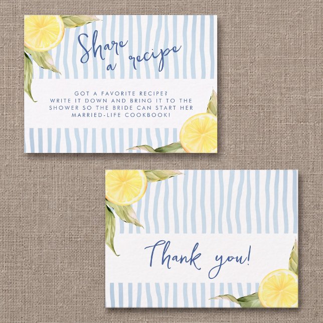Main Squeeze Lemon Bridal Shower Recipe Request Enclosure Card (Creator Uploaded)