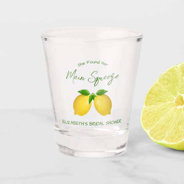 Main Squeeze Lemon Bridal Shower Shot Glass (Front)