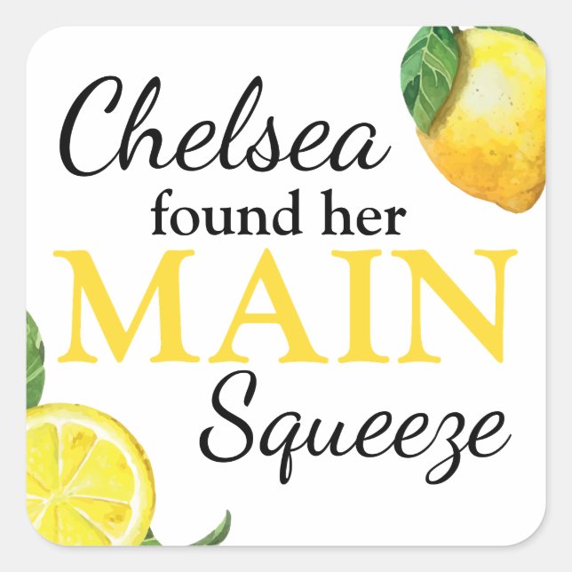 Main Squeeze Lemon Bridal Shower Sticker (Front)