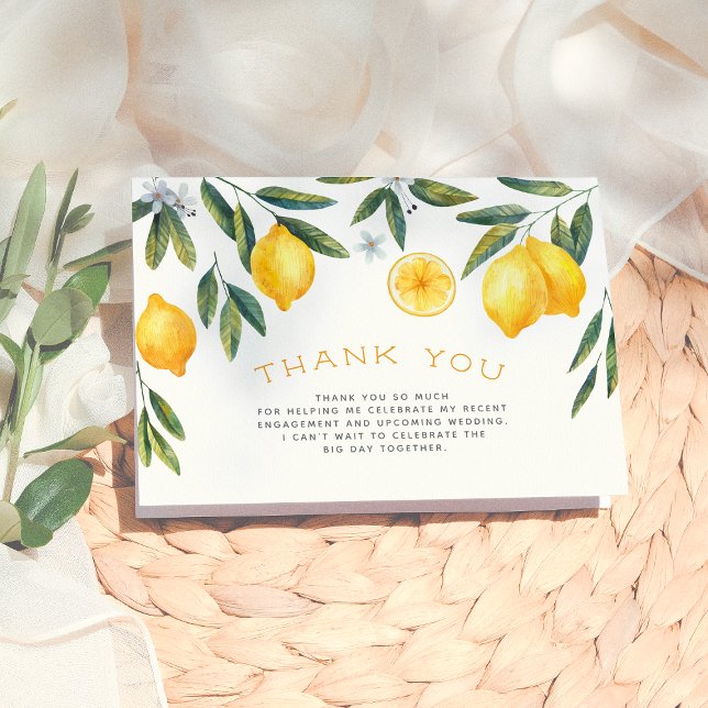 Main Squeeze Lemon Bridal Shower Thank You Card (Creator Uploaded)
