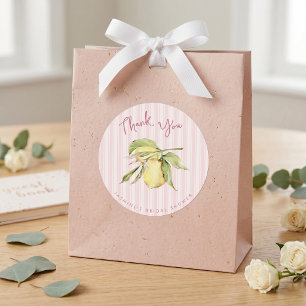 Main Squeeze Lemon Bridal Shower Thank You Classic Round Sticker