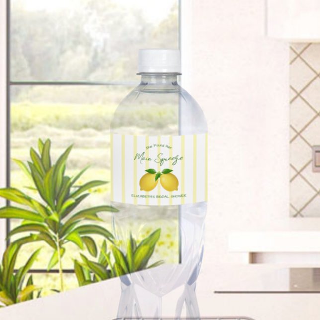 Main Squeeze Lemon Bridal Shower Water Bottle Label (Creator Uploaded)