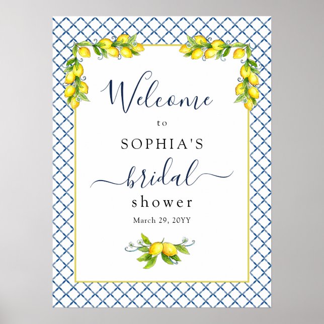 Main squeeze Lemon Bridal shower Welcome Poster (Front)