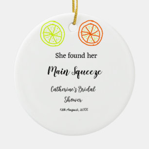 Main Squeeze lemon citrus bridal shower add name d Ceramic Ornament
