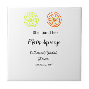 Main Squeeze lemon citrus bridal shower add name d Ceramic Tile