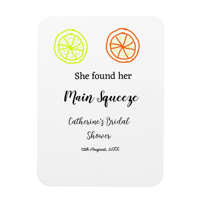 Main Squeeze lemon citrus bridal shower add name d Magnet (Vertical)