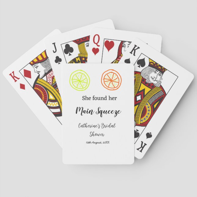 Main Squeeze lemon citrus bridal shower add name d Playing Cards (Back)