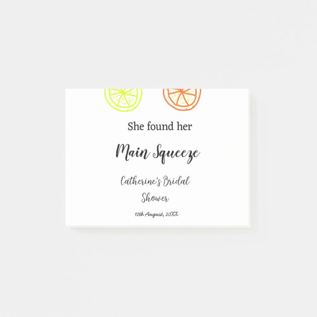 Main Squeeze lemon citrus bridal shower add name d Post-it Notes (Front)
