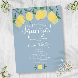 Main Squeeze Lemon Dusty Blue Bridal Shower Announcement Postcard