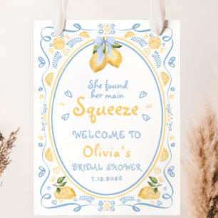 Main Squeeze Lemon Floral Bridal Shower Welcome Poster