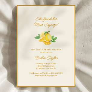 Main Squeeze Lemon Fruit Citrus Bridal Shower Invitation