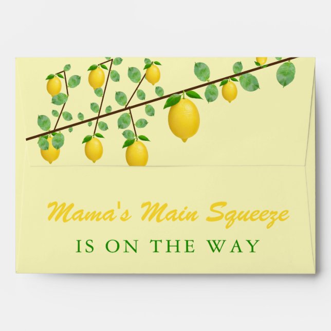 Main Squeeze Lemon Gender Neutral Baby Shower Envelope (Back (Top Flap))